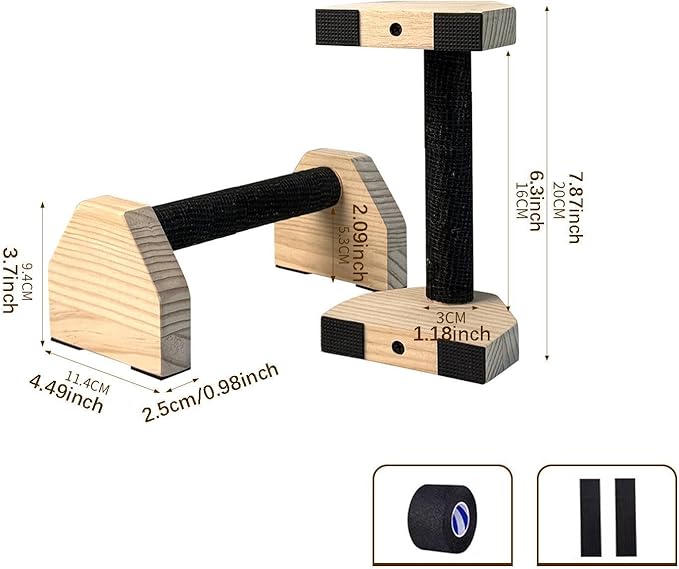 2Pcs Push up Bar Sturdy Wooden Parallettes Bar Push up Stands Pushup Handles for Gymnastics Strength Training Aerobics