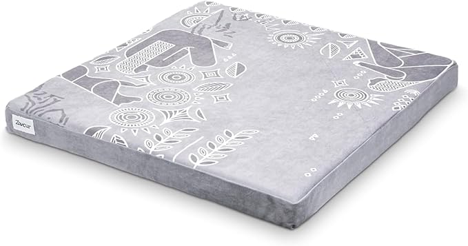 Zaveur Royal Court Meditation Mat With Velvet Cover - 24" x 24" Square Zabuton Thick Yoga Mat - Non Slip Exercise Mat for Home Workout - Thick Foam Exercise Floor Mat for Zafu or Bench