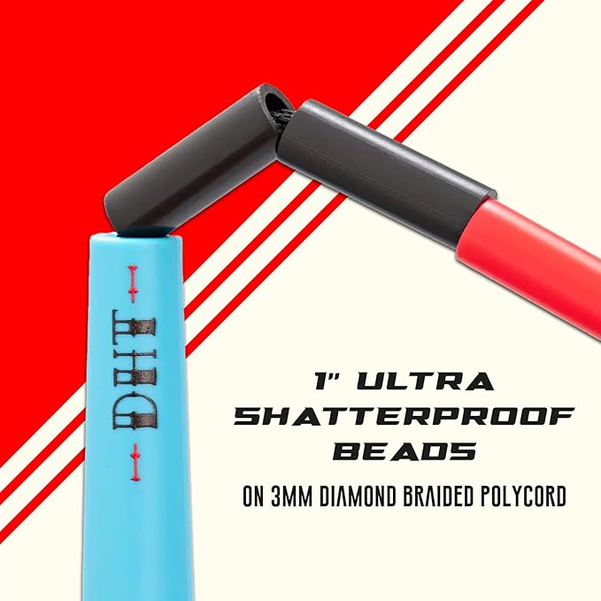Elite Jumps - Do Hard Things Edge Beaded Jump Rope - For All Ages - Durable & Lightweight - 10ft Long Adjustable Rope - Tangle-Free - Shatterproof 1” Beads - Long Edge Handles