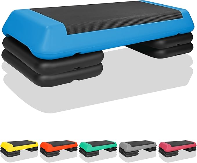 4''-6''-8''Adjustable Aerobic Stepper w/4 Risers Health Workout Step Platform for Sports & Fitness