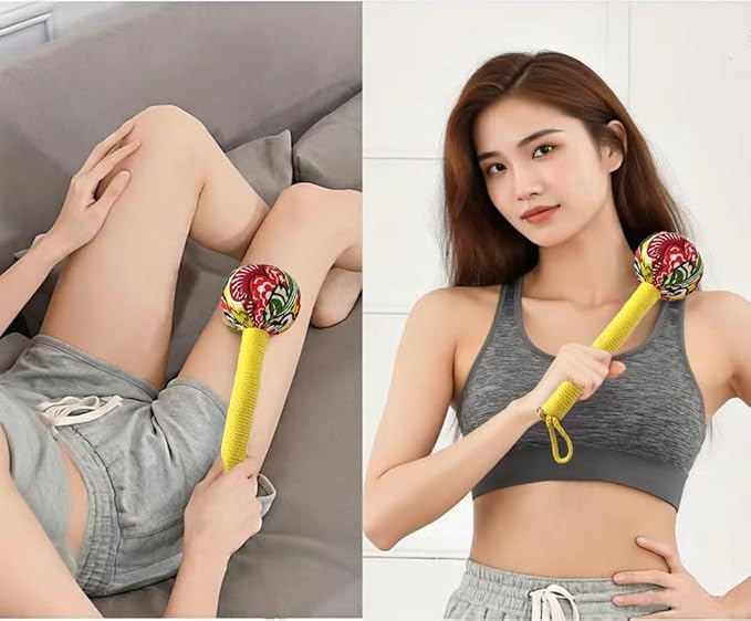 Mugwort Massage Hammer, Massage Tools Back, Shoulder & Body - Handheld Percussion Therapy Tool with US Design Patent, (Noble Yellow/deep Purple)