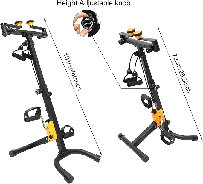 Pedal Exerciser Bike, Multiple Foldable Pedal Exerciser for Seniors, Portable Exercise Bike Fitness Cycling Stationary Bicycle with Adjustable 8-Gears, U-shaped Gym Cardio Workout for Home,Office