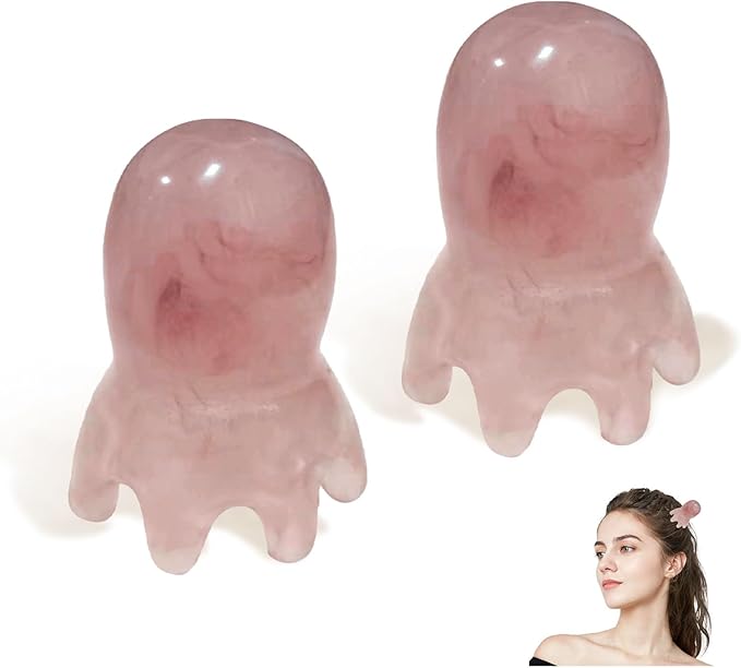 NIIIYTYB 2Pcs Head Massage Tools - Scalp Massager & Scraper for Deep Relaxation - Acupressure Massager - Pink
