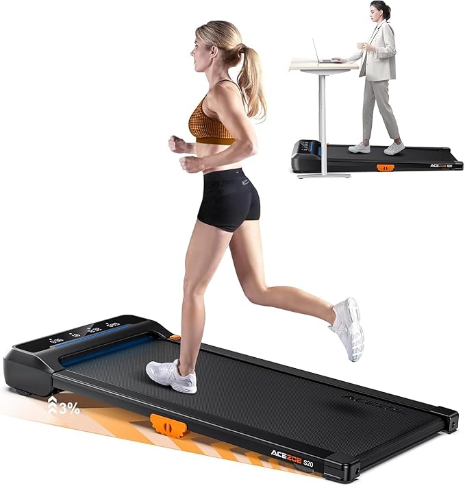 Walking Pad Treadmill with 10% Incline, Under Desk Treadmill, Compact Portable Treadmills for Home Office, 285lbs Capacity, APP/Remote Control, Exercise Anytime, Low-Noise