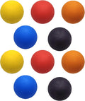 High Bounce Rubber Squash Training Balls, 2.36-Inch Diameter Mini Hollow Core, Ten Balls in Five Colors, Reaction Muscle Massage Exercise
