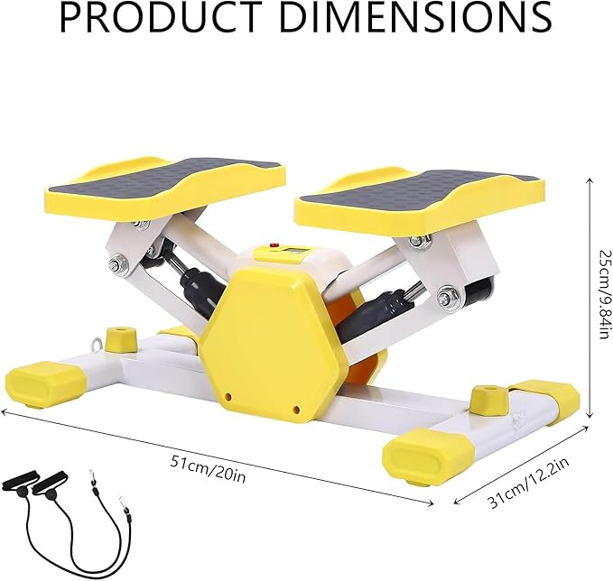 Rock Stepper Step Rocker Side to Side Low-Impact, Compact Side Stepper with Resistance Bands and Digital Display, Suitable for Full-Body Fitness