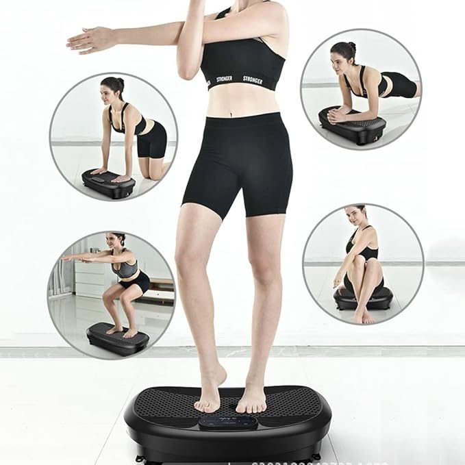 Vibration Plate Exercise Machine, Whole Body Workout Vibration Platform w/Remote Control, Resistance Bands, for Home Training, Weight Loss, 999 Levels