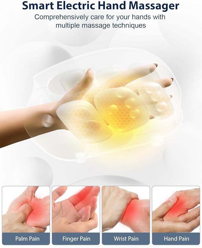 CINCOM Gifts for Women,Hand Massager with Heat and Compression for Arthritis,Pain Relief & Finger Numbness(Blue)