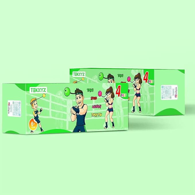 TEKXYZ® Reflex Ball Family Pack with Counter App | Online Community for Boxing Ball, Ideal for Coordination, Punching, Stress Relief, Home Workouts & Fitness | Stocking Stuffer Gift for All Ages
