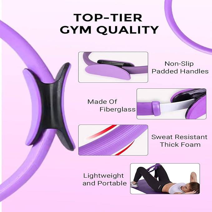 Pilates Ring Personal Trainer, 12 Inch Magic Pilates Ring Fitness Circle, Magic Circle Pilates Ring for Strength & Flexibility, Pilates Ring-Tone Every Muscle, Pilates Accessories for Starter