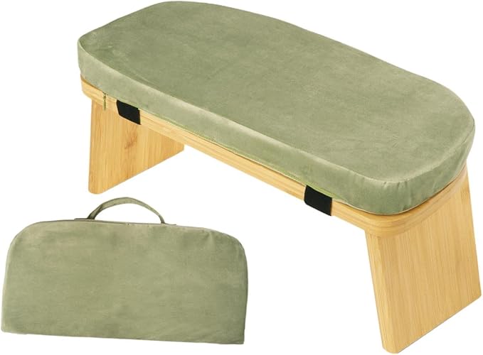 Meditation Bench with Cushion Ergonomic Non Slip Modern Support Kneeling Stool Soft for Indoor Outdoor Leisure Tea Ceremony