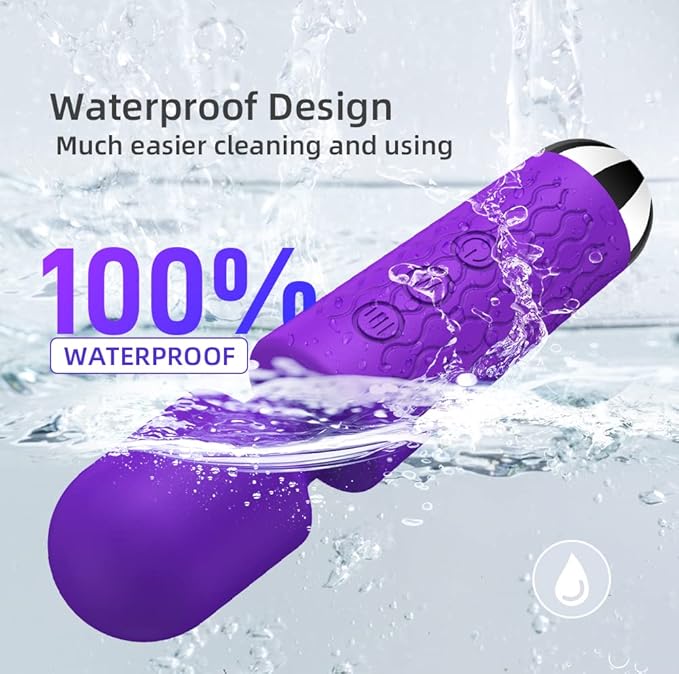 Personal Mini Massager - Handheld Deep Tissue Massager with 20 Speeds & 8 Modes, Quiet Waterproof Vibrating wandfor Neck, Back, Muscle Tension Relief & Sports Recovery, Purple