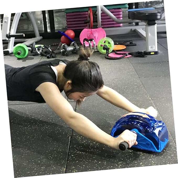 Four-Wheeled Ab Roller Wheel with Gear Blue Abdominal Exercise Roller for Home Fitness for Core Strength Training and Ab Workout