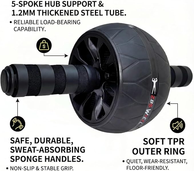 Ultimate Core Strength Wheel - Professional Ab Roller for Intense Home Workouts with Knee Support, Build Rock-Solid Abs & Total-Body Power