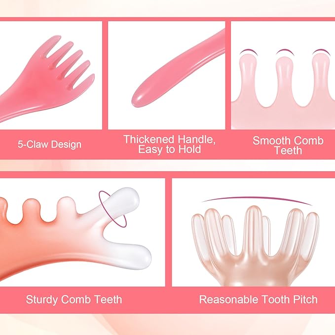 4 Pack Head Massager Scalp Comb Resin Scalp Stress Relax Tool Gua Sha Five Claw Massage Tool Portable Scalps Stress Relax Tools Manual Hair Scalps Massager for Father's Day Mother's Day Birthday Gifts