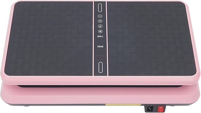 Vibration Plate Exercise Machine, 2 Resistance Bands Full-Body Workout Machine, 330LBS Load 200W Exercise Vibrating Platform, Dual Control Vibration Plate for Circulation, Pink