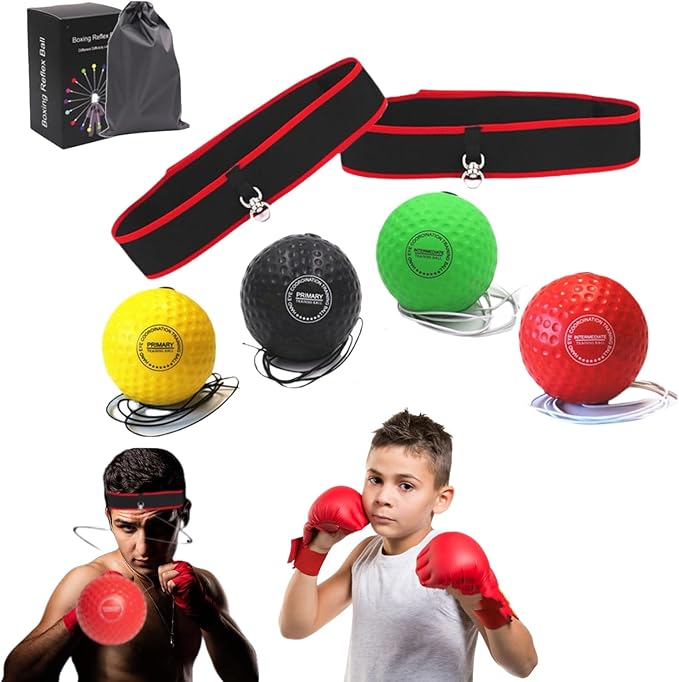 Reflex Boxing Training Ball Set with Adjustable Headband for Adults and Kids - Eye Hand Coordination, Punching Speed and Fight Reaction