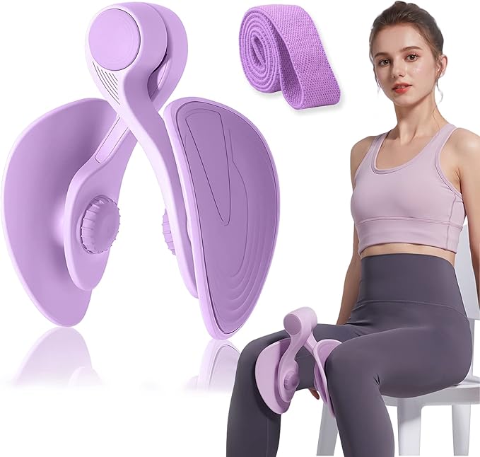 Pelvic Floor Exercise Devices, Inner Thigh Kegel Exerciser, Kegel Trainer for Postpartum Rehabilitation, Exerciser of Thigh at Home, Hip Under Desk Exercise Men Women with Band