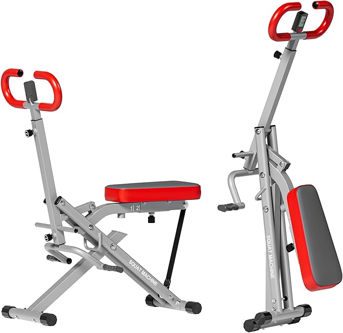 DlandHome Squat Machine, Squat Rowing Machine with Adjustable High-Strength Resistance Band for Home Gym, Foldable Leg Glute Trainer for Full Body 330lbs