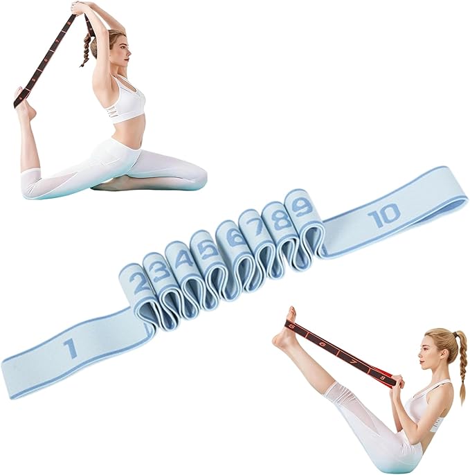 Fitness Resistance Band for Stretching and Yoga, Fashion Puller Exercise, 8/10 Loops Elastic Exercise Bands for Adults, Exercise Bands with Handles for Full Body Stretching Shaping