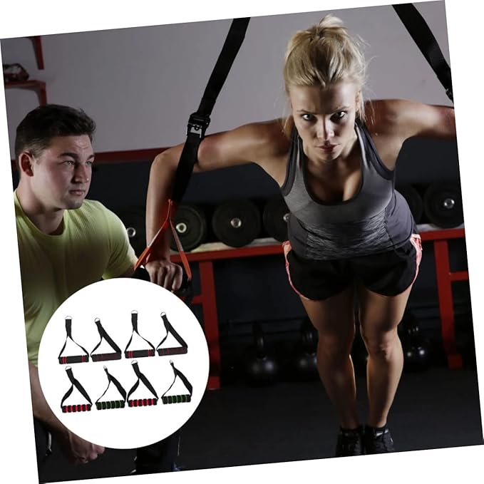 BESPORTBLE 8pcs Resistance Band Handles for Strength Training Non-Slip Ergonomic Fitness Attachments for Cable Machines Versatile Exercise Equipment for Home and Gym Workouts