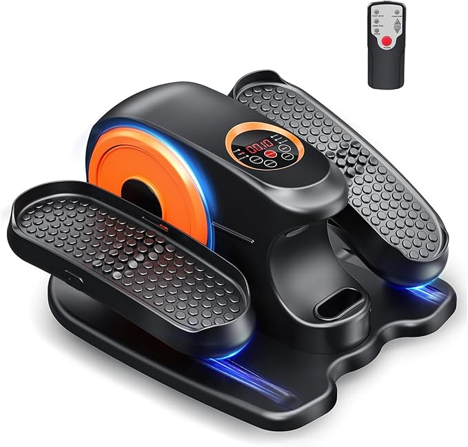 Under Desk Elliptical Machine, 2-in-1 Electric Leg Exerciser for Seniors, Quiet & Compact Pedal Exerciser with Remote, 12 Speed Elliptical Exercise Machine for Home Office