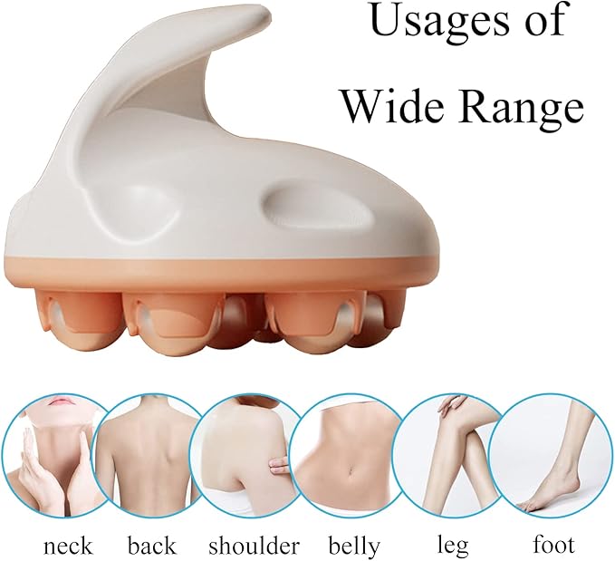WMM Hand Held Massager, Full Body Massage Tool with Roller Ball Massager Manual 360-degree-roller for Muscle Back Neck Joint Foot Shoulder Leg Pain Relief with Portable Design