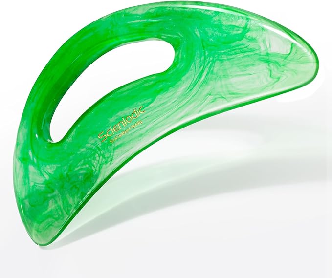 Scienlodic Gua Sha Massage Tool with Handle (Resin) Larger Guasha Body Scraping Tool for Back Legs Neck Massage, Lymphatic Drainage, Cellulite Remove - Large Green
