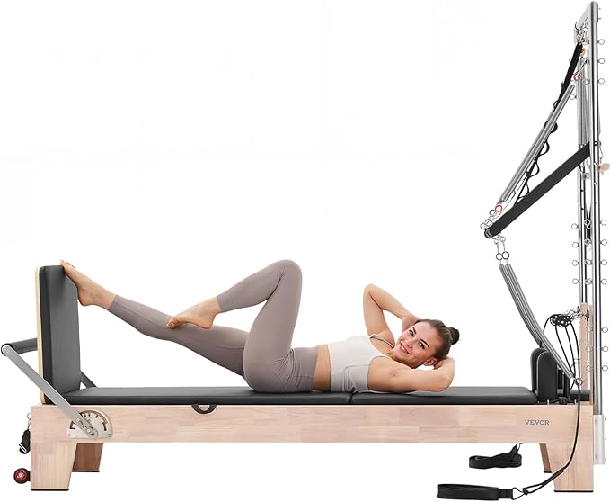 VEVOR Pilates Reformer Machine, Pilates Workout Equipment for Home Gym Studio Use, Pilates Reformer with Sitting Box and Jumpboard，fit for Beginners & Advanced Users
