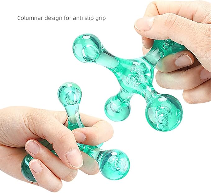 Trigger Point Massage Tools, 2 PCS 4 Point Manual Deep Muscle Tissue Trigger Massager, Handheld Palm Pressure Point Massage Tool, for Neck Shoulder Back Muscle Pain Relief (Green)