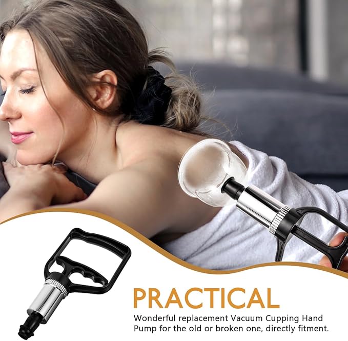 Cupping Pump Hand Vacuum Pump Replacement Strong Suction Manual Pressure Cupping Tool for Muscles, Physical Therapy