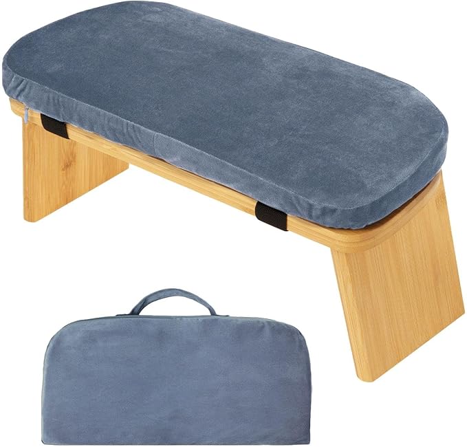 Meditation Bench, Bench for Home, Stable, Stool, Bamboo, Stable for Kneeling Or Sitting, Meditation Stool, Knee Stool, Light Blue