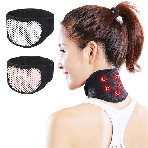 Magnetic Neck Support Brace, 2 Pcs Adjustable Soft Neck Brace Belt Cervical Collar, Magnetic Therapy Necks Wrap Support Pad, Men Women Necks Pain Relief Stiffness Relaxation Belt with 5 Magnets