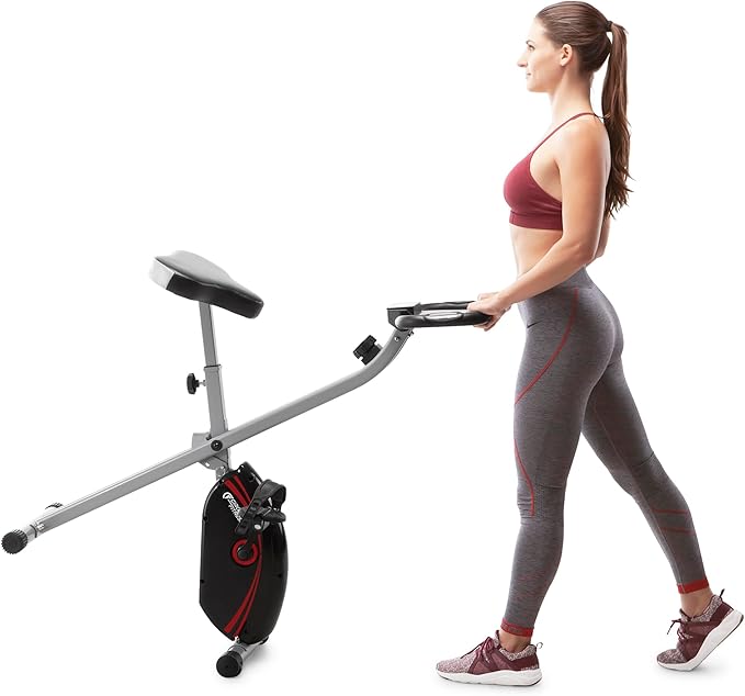 CIRCUIT FITNESS Circuit Fitness Folding Upright Exercise Bike with Adjustable Resistance 250 lb. Max. Capacity AMZ-150BK