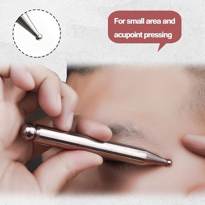 FeelFree Sport Stainless Steel Manual Acupuncture Pen-Deep Tissue Massage Tool- Reflexology Trigger Point Massage Tools for Relief Pain Full Body Relaxing Self-Massage Acupressure Bar