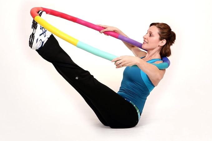 Weighted Hula Hoop, ACU Hoop 4M - 4 lb Medium, Weight Loss Fitness Workout Sports Hoop with ridges. (Rainbow Colors)