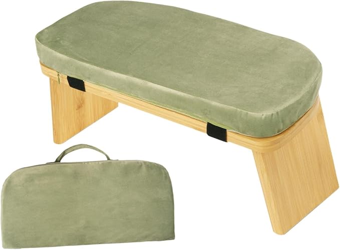 Meditation Bench with Cushion Ergonomic Non Slip Modern Support Kneeling Stool Soft for Indoor Outdoor Leisure Tea Ceremony