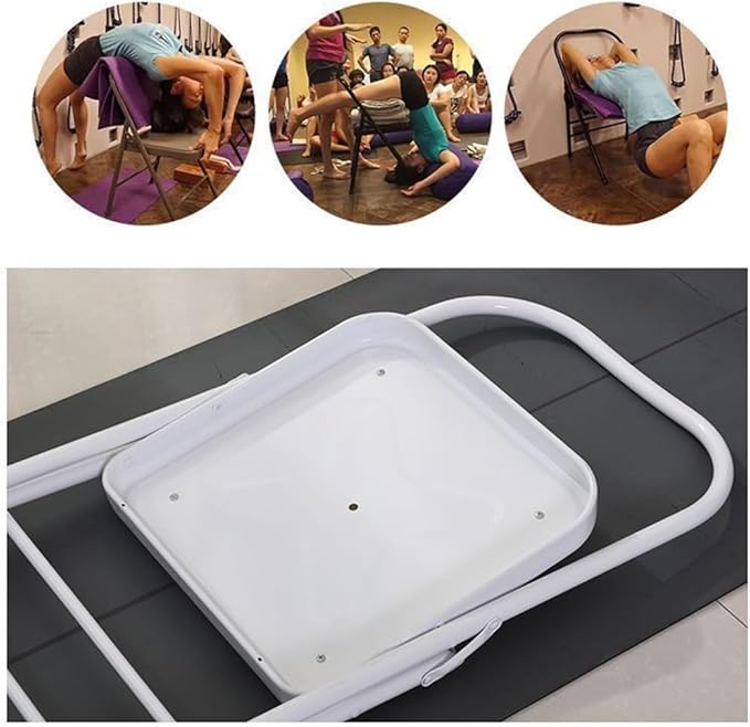 Yoga Auxiliary Chair Yoga Practice Balance Chair for Iyengar Foldable Pilates Yoga Chair with Anti-Slip Foot,PU Cushion,Double Beam Design,Orange