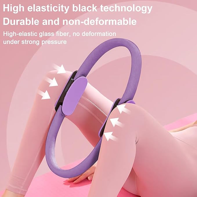 Pilates Ring Fitness Circle 14.96" Yoga Rings Magic Circle with Dual Padded Handles for Toning Arms, Thighs/Legs & Core