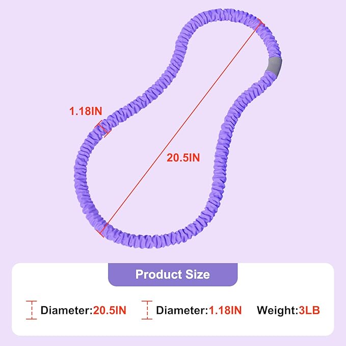 3.2lbs Soft Spring Weighted Fitness Hoop for Adults, Hula-Inspired Core Workout Hoop, Portable & Quiet, Pinch-Free Waist Exercise Design