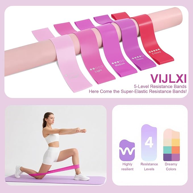 Pilates Essentials Kit-Home Pilates kit for Women with Pilates Ring and Ball,5 Resistance Bands for Beginners-Train Muscles, Flexibility & Core Strength