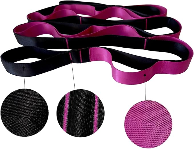 Yoga Strap for Stretching, 12 Loops Multi-Loop Strap, Non-elastic Band Stretch Strap for Yoga, Exercise, Physical Therapy, Pilates, Dance and Gymnastics with Carry Bag