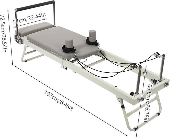 Pilates Reformer Machine, Foldable Reformer Pilates Machine Use Pilates Equipment for Home Workouts with Jump Board, 264.55 Lbs 77.56 x 22.44 x 28.54 Inch