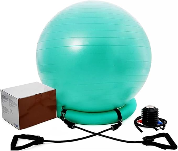 Yoga Ball Chair,Yoga Ball，Exercise Ball, Balance Ball Chair with Adjustable Band & Stability Base Home Yoga Chair for Exercise/Improving Health Pregnancy Birthing Balls Seat(Green,Diameter 75cm ( 29 1
