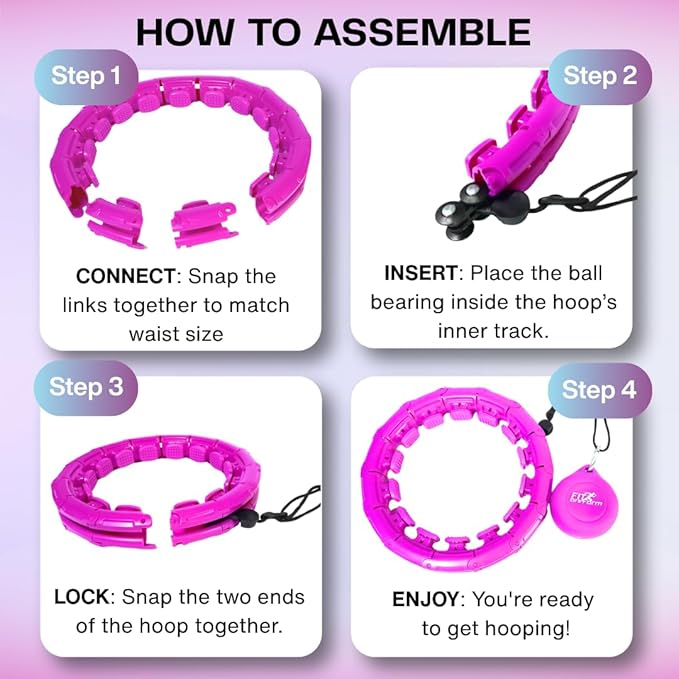 FIT ON FORM Infinity Weighted Hula Hoop for Adults Weight Loss, Smart Exercise Hola Circle Hoop for Women Abs Workout