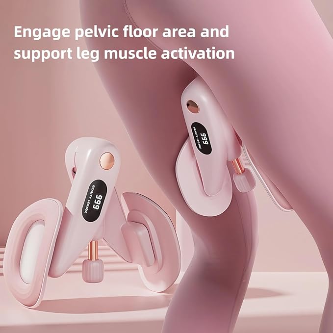 Inner Thigh Exerciser with 30 LB Resistance Bands, 10-78 LB Thigh Exerciser for Home Gym, 360° Rotating Thigh & Glute Workout Equipment, Portable Arm and Hip Trainer, Light Pink