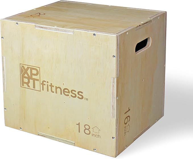 XPRT Fitness 3-in-1 Wooden Plyo Box for CrossFit Jump Training, Plyometric Exercise Box with Multiple Heights, Heavy-Duty Jump Box for Home Gym