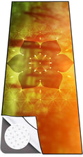 Colorful Star Yoga Towel with Corner Pockets, Non Slip Grip Dots Sweat Absorbent Hot Yoga Mat Towels, Yoga Blankets with Travel Bag, Mat Cover for Workout, Gym, Fitness - 70"x26", Geometric Flower