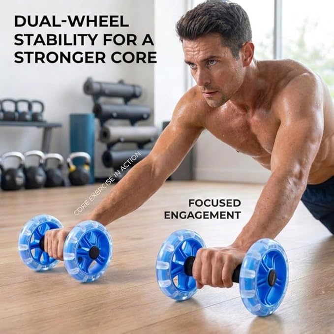 Exercise Roller Ab Exercise Abdominal Roller Wheel Dumbbell, Stable Abdominal Exercise Roller for Abs, Core Strength, Arms & Back, Portable Fitness Trainer for Men & Women