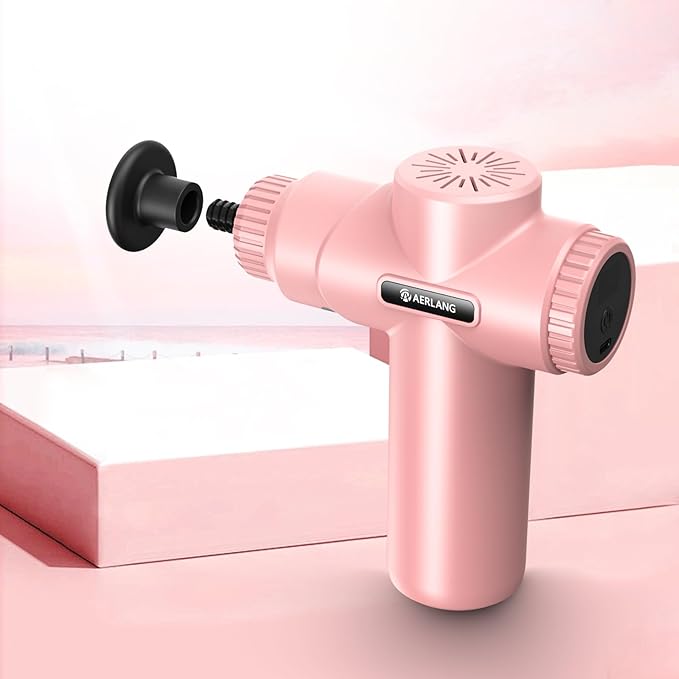 AERLANG Mini Massage Gun-Pink，Muscle Deep Tissue Massager Gun, Handheld Percussion Massager, Portable Quiet Massage Gun with Carry Case for Home Office Gym Motehr Day Gifts for Women Men Her